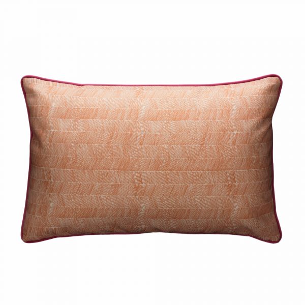 outdoor bolster cushion in orange herringbone