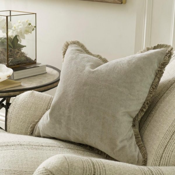 luxurious velvet cushion with premium fringe from Sophie paterson