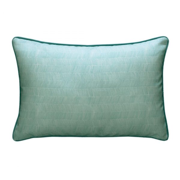 outdoor bolster cushion in vibrant blue herringbone
