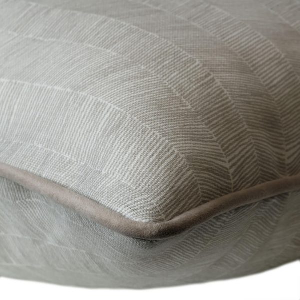 outdoor bolster cushion in light grey herringbone
