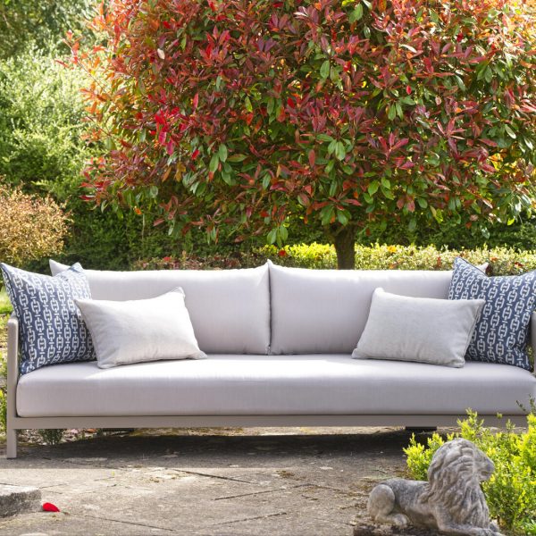 outdoor bolster cushion in grey herringbone