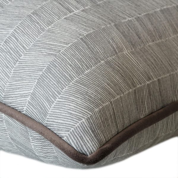 outdoor bolster cushion in grey herringbone