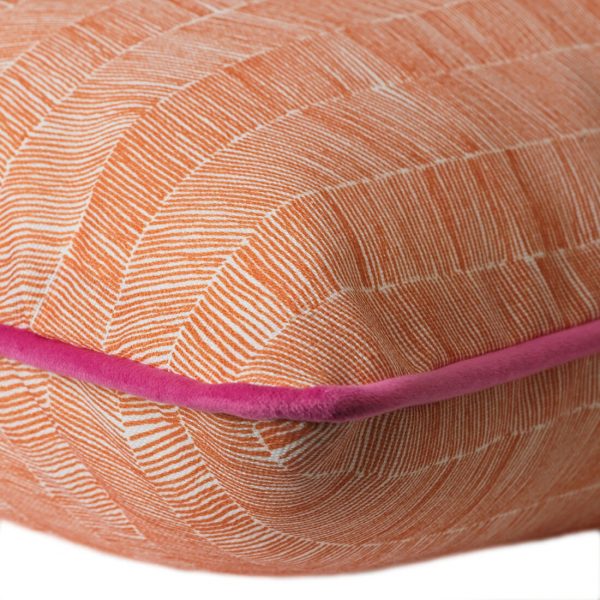outdoor bolster cushion in orange herringbone
