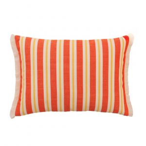 outdoor bolster cushion in orange stripes