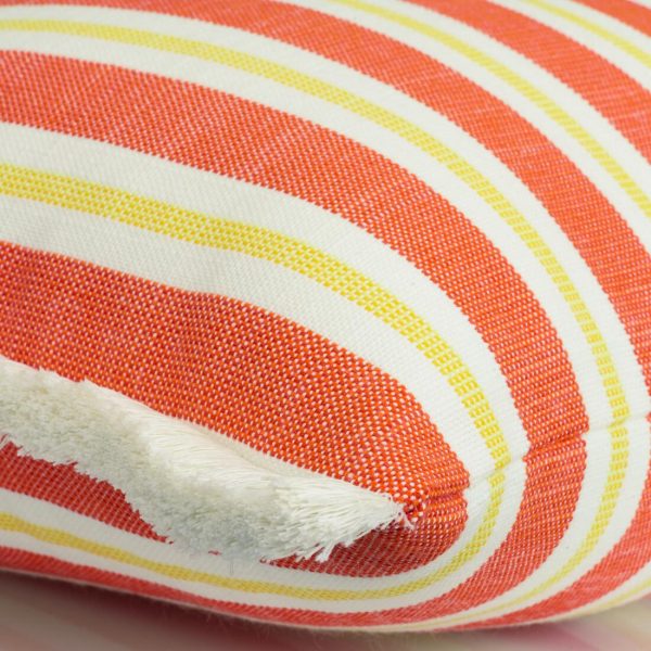 outdoor bolster cushion in orange stripes