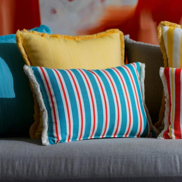 Coast outdoor bolster cushion in turquoise