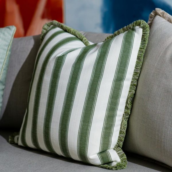 Outdoor cushion in green stripes
