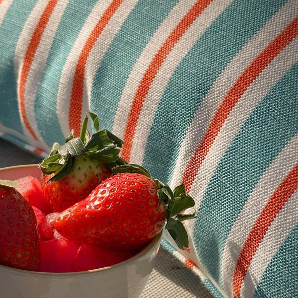 Coast outdoor bolster cushion in turquoise