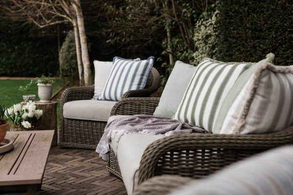 Striped outdoor cushion
